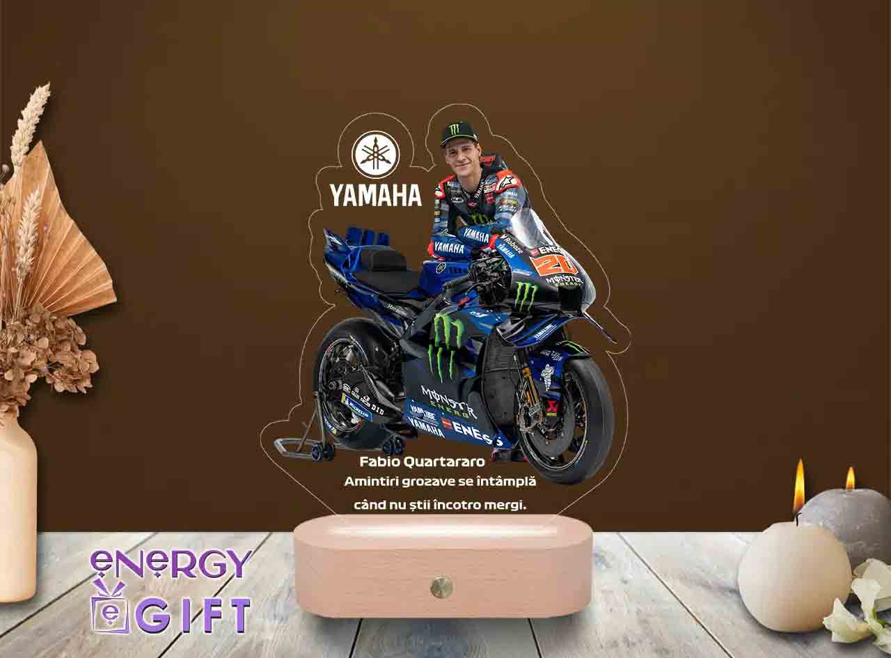 Lampa LED 3D Personalizată – Fabio Quartararo: Cadoul ideal pentru fanii MotoGP
